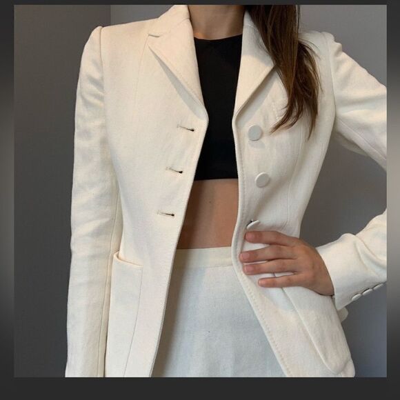 BURBERRY cotton, linen blend jacket, size 4 Ivory NWT $1350 - Picture 1 of 15